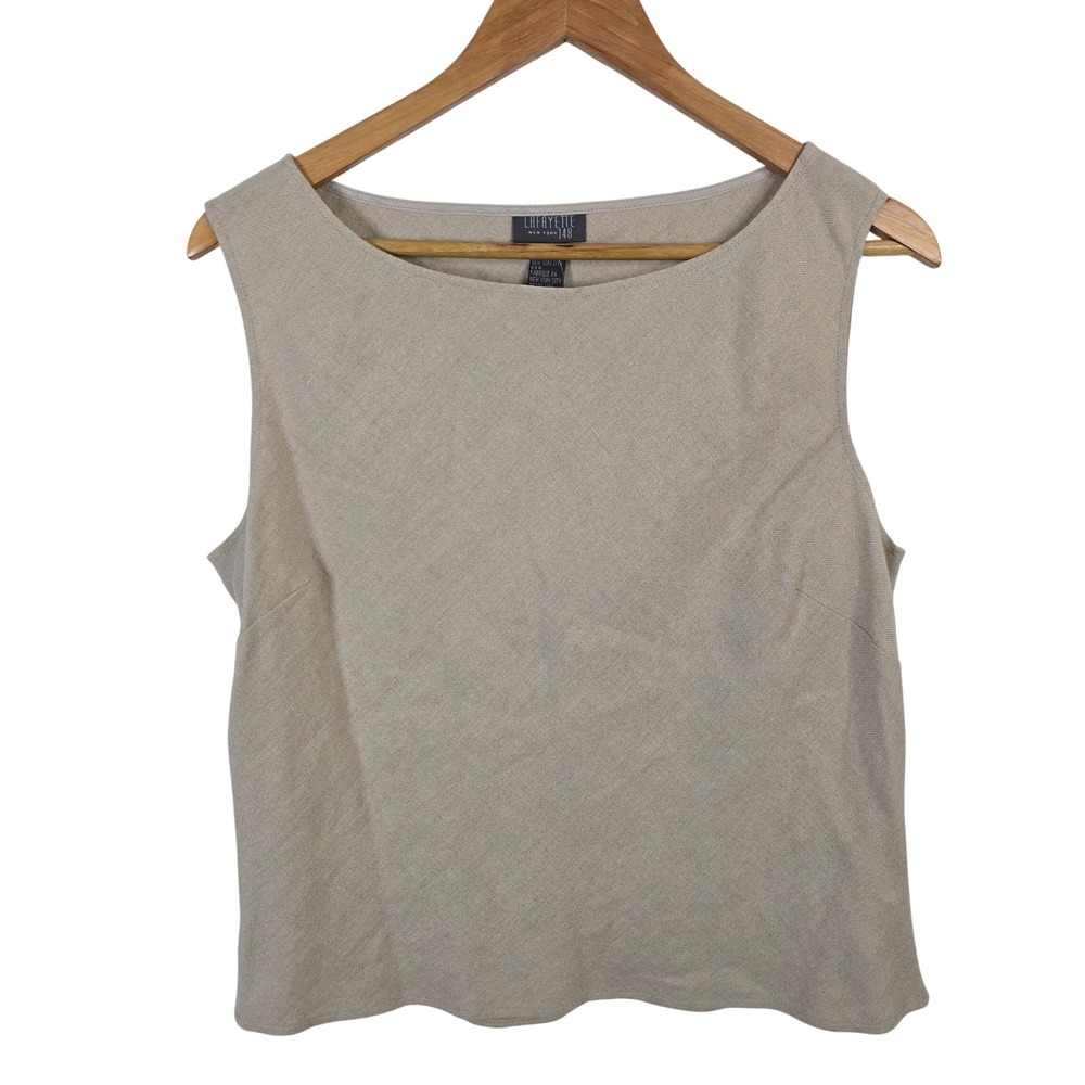 Lafayette 148 New York Women 14 Natura Beige 100% Linen Sleeveless Shell Top NWT